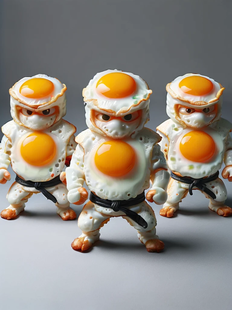 a group of ral-friedegg ninja´s ready to fight, looking at viewer <lora:ral-friedegg:1>