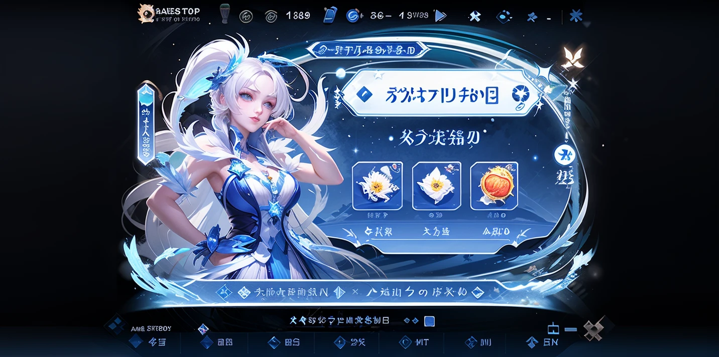 Game interface, activities, pop-up windows, 1Girl, solo, dress, white hair, button, close, icon, logo, blue gradient, stars, soft, high-definition, exquisite
<lora:huanqing_æ´»å¨:1>,