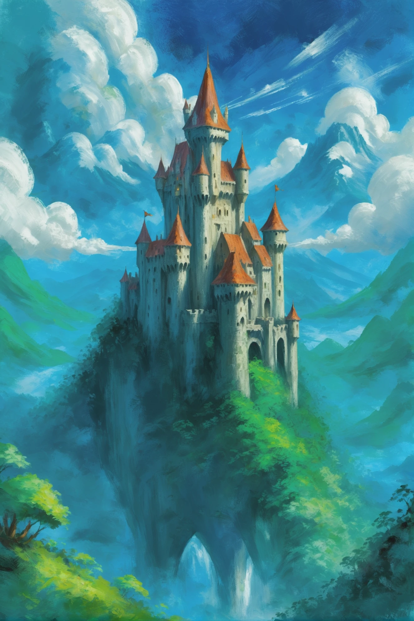 digital painting, castle in Cloud Forest <lora:EnvyNormanArchitectureXL01:0.5><lora:EnvyAnimeOilXL01:1>