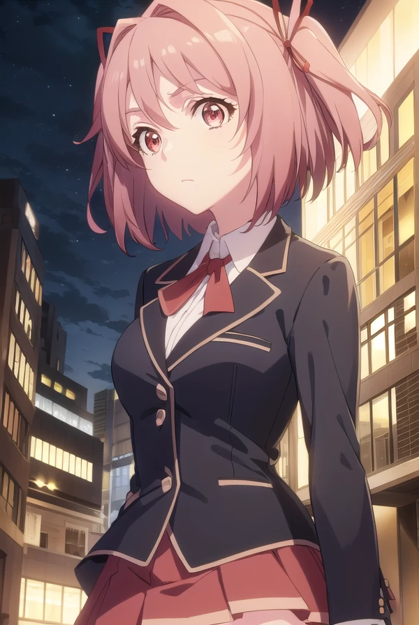 hikayuhoshikawa, <lora:hikayu hoshikawa s1-lora-nochekaiser:1>,
hikayu hoshikawa, short hair, twintails, ribbon, hair ribbon, pink hair, (pink eyes:1.3), two side up,
BREAK skirt, thighhighs, school uniform, jacket, zettai ryouiki, blazer, green blazer, red skirt,
BREAK outdoor, city, night, sky, buildings, moon, clouds,
BREAK looking at viewer, (cowboy shot:1.5),
BREAK <lyco:GoodHands-beta2:1>, (masterpiece:1.2), best quality, high resolution, unity 8k wallpaper, (illustration:0.8), (beautiful detailed eyes:1.6), extremely detailed face, perfect lighting, extremely detailed CG, (perfect hands, perfect anatomy),