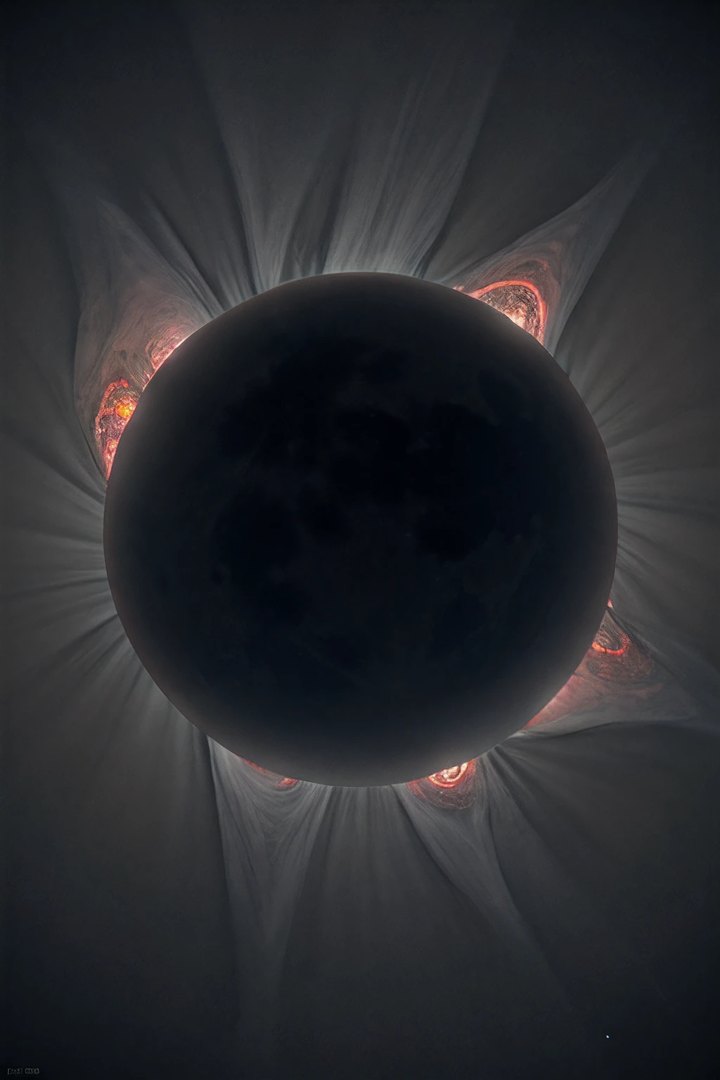 a RAW photograph of an (C0r0n4 eclipse:0.9) (high in the sky above),surrounded by bright solar corona,from space,HDR,(wide angle shot:1.2),sharp focus,(highly detailed),(8k wallpaper),intricately detailed,highres,absurdres,hyper realistic,8K UHD DSLR,Fujifilm XT3,35mm film,extremely intricate,4k textures,cinematic look),hyperdetailed,<lora:C0r0n4_06A-000002:0.7>,