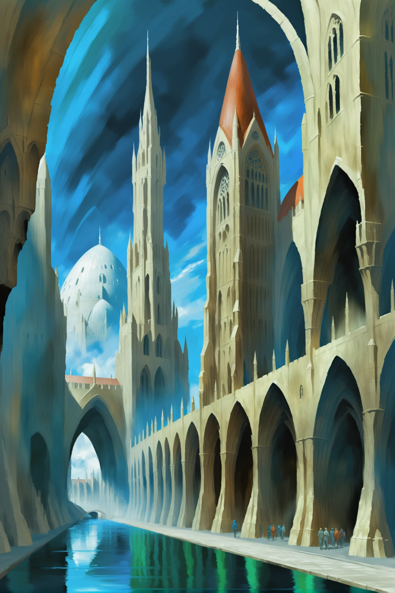 digital painting, scifi, Immemorial scifi city beyond the beginning of reality<lora:EnvyBetterHiresFixXL01:0:hr=1><lora:EnvyNormanArchitectureXL01:1><lora:EnvyAnimeOilXL01:1>