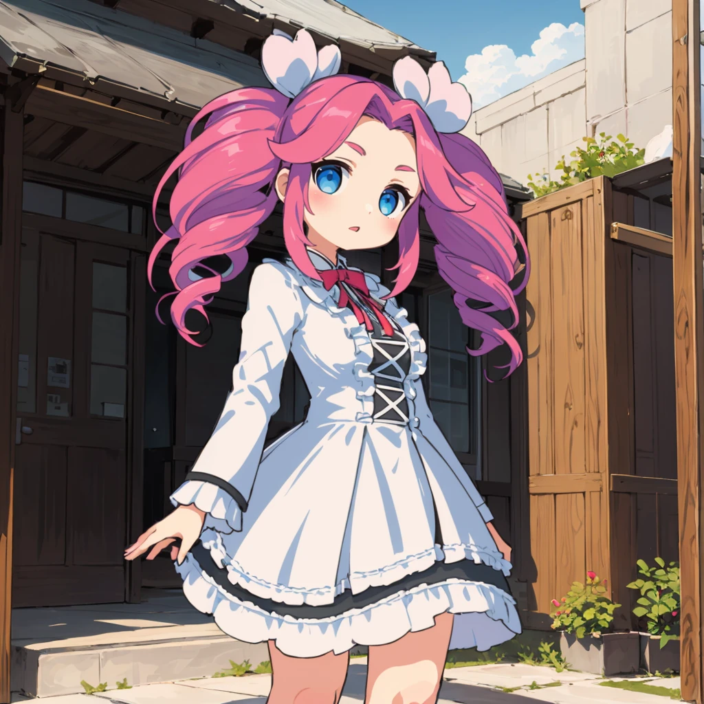 <lora:ShikokuMetan008:0.7>,
ShikokuMetan,1girl,solo,
twin drill hair,
white dress,