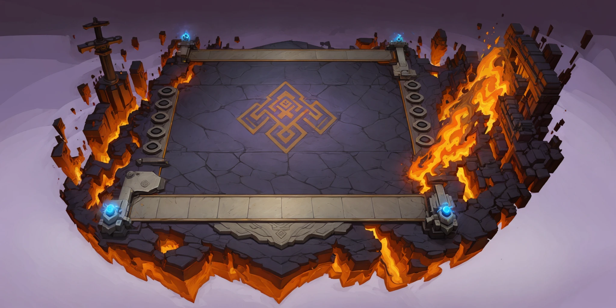 Best quality,HD,4k,
HEZI, Teamfight Tactics, Euro-american games, board design, weapon, sword, molten rock, 1girl, gun, fire, glowing, huge weapon, rock, solo, 1boy, arm cannon, holding, simple background, holding weapon, purple background, hat, long hair, no humans, smoke, blue hair, sky, male focus, gloves, dress, floating, armor, hammer, cannon, standing, outdoors, greatsword, cape, holding sword, gem, cloud, full body, parody, reiuji utsuho, bird, cirno, horns, chibi, blue eyes, english text, jacket, black hair, vehicle focus, bow, buster sword, robot, motor vehicle, open mouth, multiple girls, artist name, glowing eyes, crack, science fiction, fantasy, long sleeves, cliff, jewelry, glowing weapon, gatling gun, short hair<lora:çåç³»åââäºé¡¶ä¹å¼æ£ç设计:0.6>,