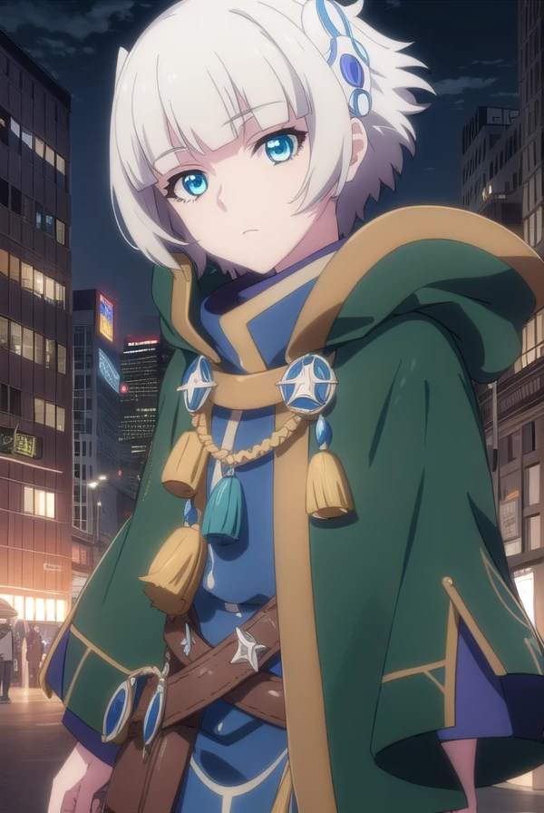 meteoraosterreich, <lora:meteora osterreich s1-lora-nochekaiser:1>,
meteora osterreich, short hair, bangs, blue eyes, hair ornament, white hair, blunt bangs,
BREAK cape, cloak,
BREAK outdoor, city, night, sky, buildings, moon, clouds,
BREAK looking at viewer, (cowboy shot:1.5),
BREAK <lyco:GoodHands-beta2:1>, (masterpiece:1.2), best quality, high resolution, unity 8k wallpaper, (illustration:0.8), (beautiful detailed eyes:1.6), extremely detailed face, perfect lighting, extremely detailed CG, (perfect hands, perfect anatomy),