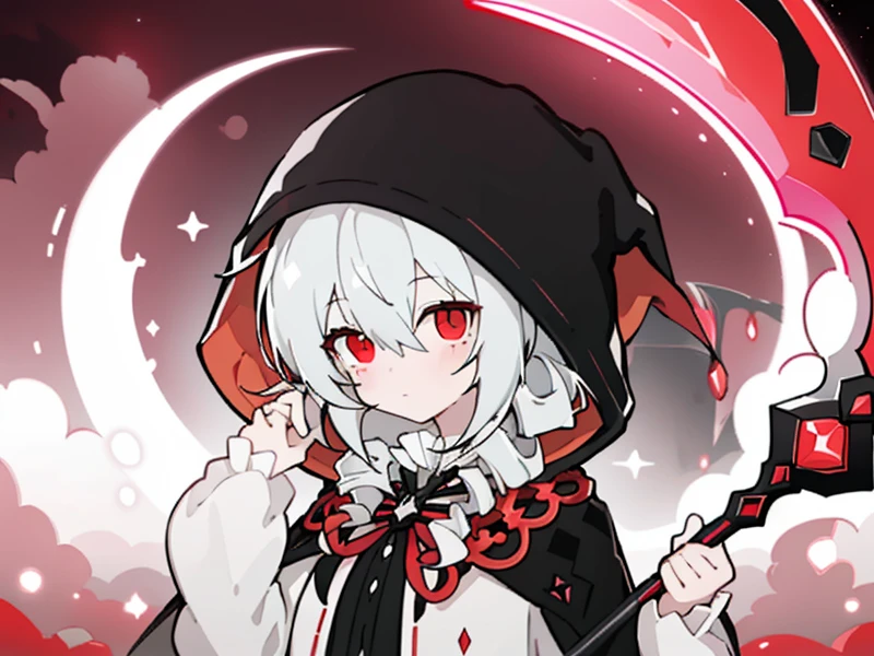 ,1girl,scythe,red eyes,solo,holding scythe - SeaArt AI