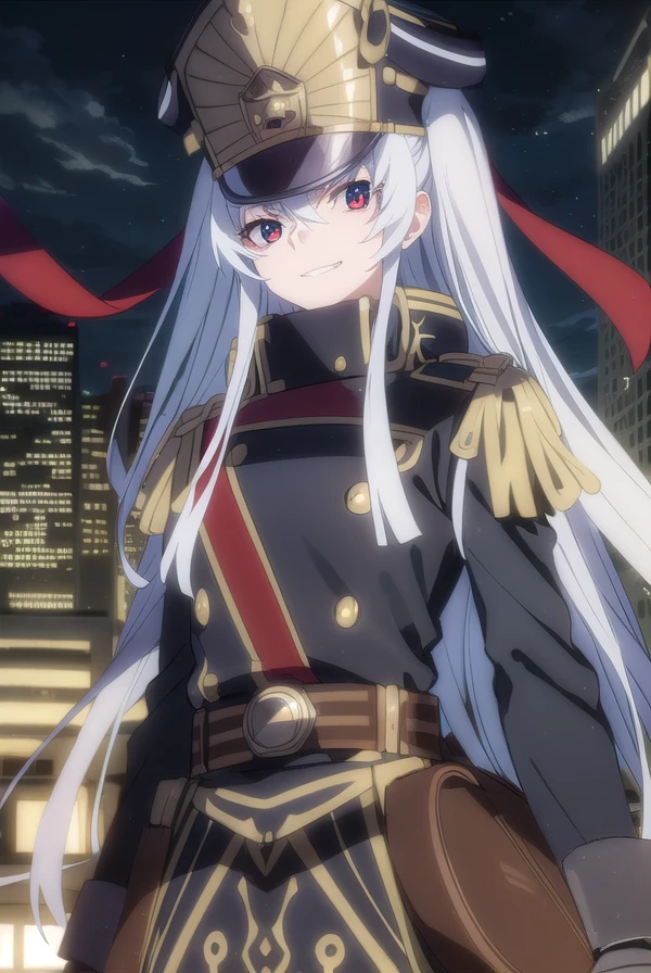 recreatorsaltair, <lora:recreators altair s1-lora-nochekaiser:1>,
altair, long hair, (red eyes:1.3), very long hair, white hair, smile, grin,
BREAK gloves, hat, uniform, military, military uniform, shako cap,
BREAK outdoor, city, night, sky, buildings, moon, clouds,
BREAK looking at viewer, (cowboy shot:1.5),
BREAK <lyco:GoodHands-beta2:1>, (masterpiece:1.2), best quality, high resolution, unity 8k wallpaper, (illustration:0.8), (beautiful detailed eyes:1.6), extremely detailed face, perfect lighting, extremely detailed CG, (perfect hands, perfect anatomy),