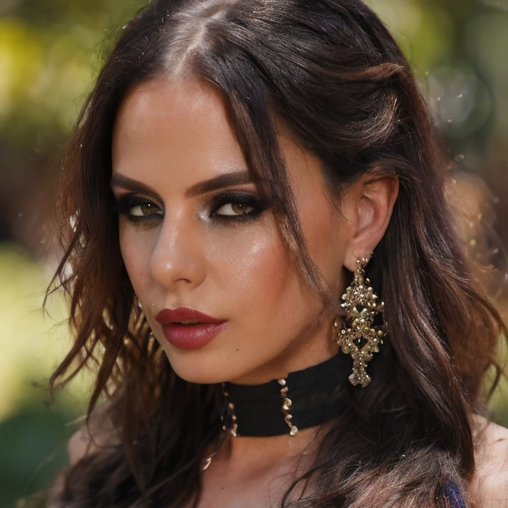 (masterpiece:1.2), (best quality,:1.2), 8k, HDR, ultra detailed, ((photorealistic)), professional light, cinematic lighting, fashion photography, ambient lighting, face lighting, Brandy, <lora:Brandy-10:1>, earrings, choker, dark makeup, wild and messy hair, ((upper body shot)), dynamic pose, <lora:detail_slider_v4:2>, OverallDetail, fhanddetail:1.4, ffacedetail:1.4, skindetail, hairdetail, looking at viewer, epiCPhoto,
