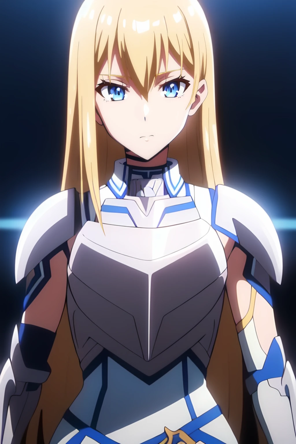 <lora:Roxy Hart_Zoryn2:0.7> roxy_hart, blonde_hair, long_hair, blue_eyes, 1girl, solo, bangs, hair_between_eyes, armor, breastplate, dress, gloves, best_quality, highres, extremely_detailed, anime perfect detailed style, 8k, masterpiece, anime art style, anime coloring,