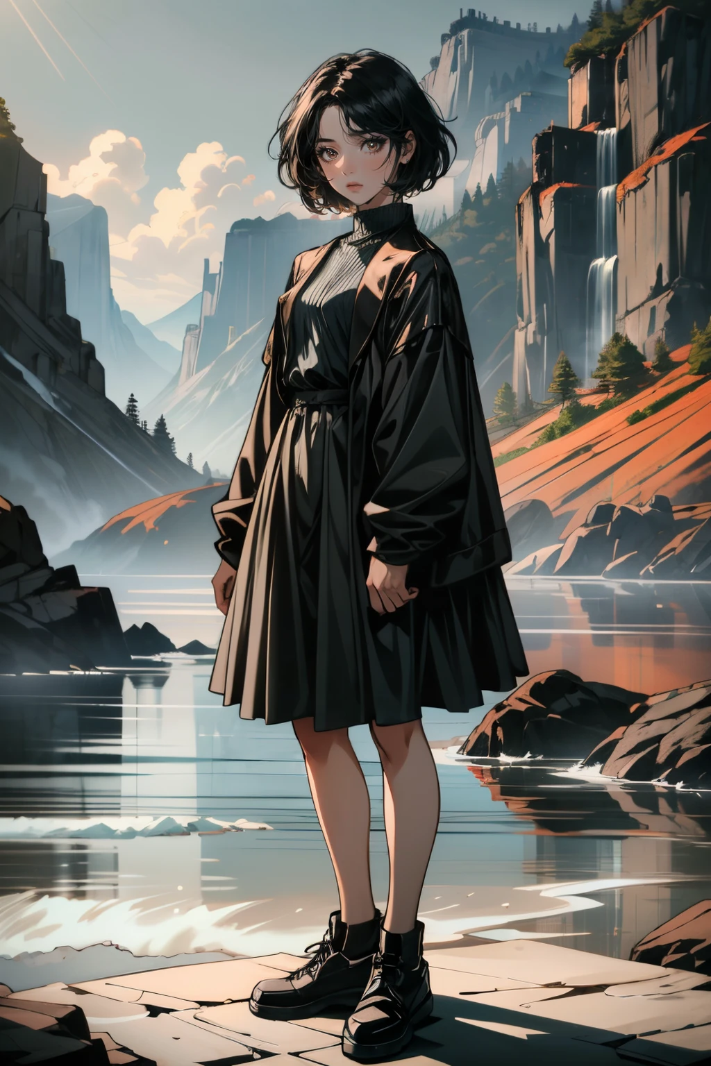 ((ultra detailed, masterpiece, absurdres))
 <lora:UDEmily:0.9>
UDEmily, 1girl, solo, black hair, brown eyes, short hair, Deep in a mystical forest, surrounded by ancient ruins, wearing an ethereal, flowing gown, with arms folded