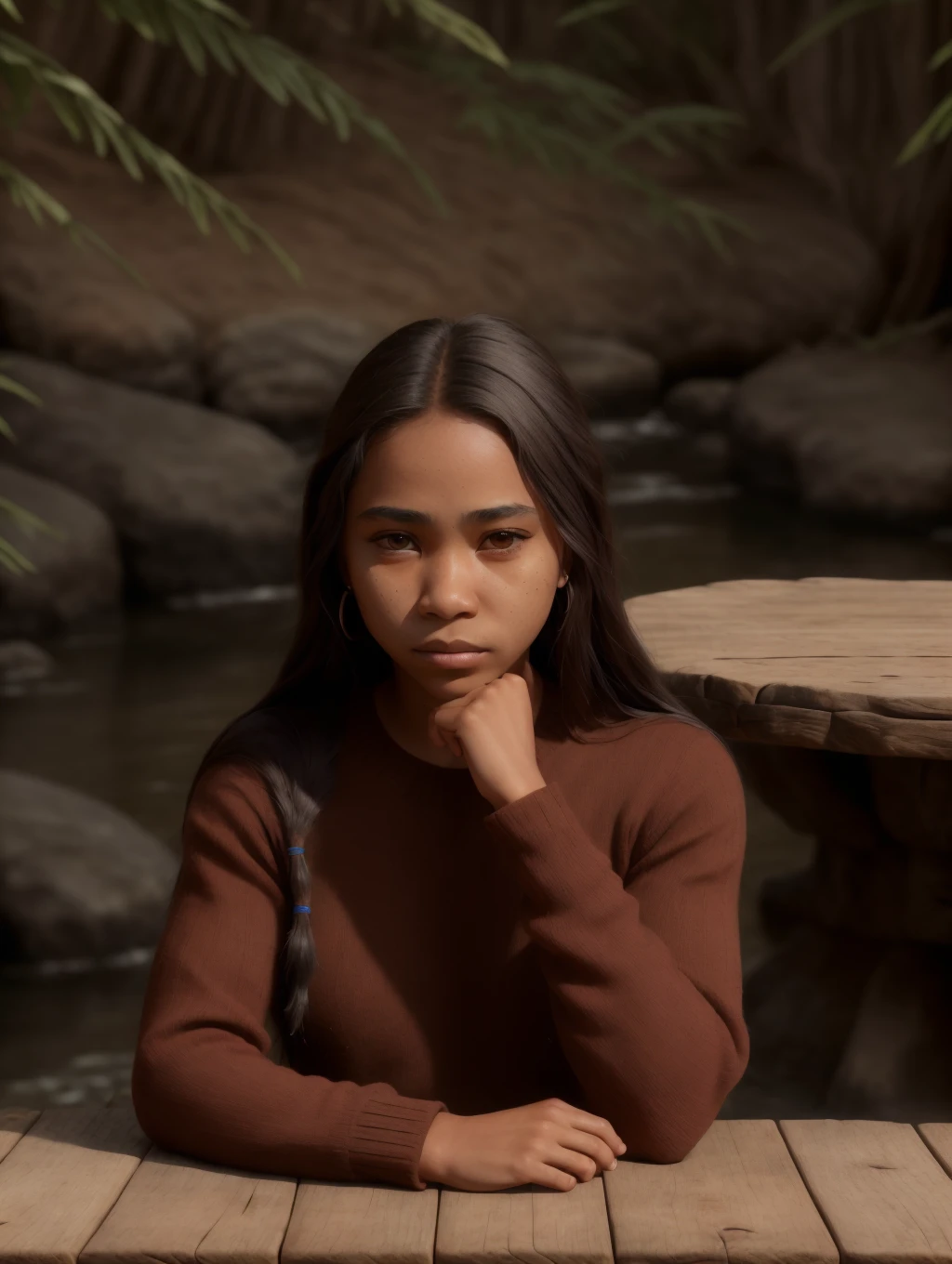 masterpiece, best quality, realistic, (extreme closeup, face focus, headshot:1.2), woman, Talia, solo, plain knit sweater, looking at viewer, sitting at a table, pretty face, detailed eyes, serene park, spring flowers, <lora:MIO2:1>