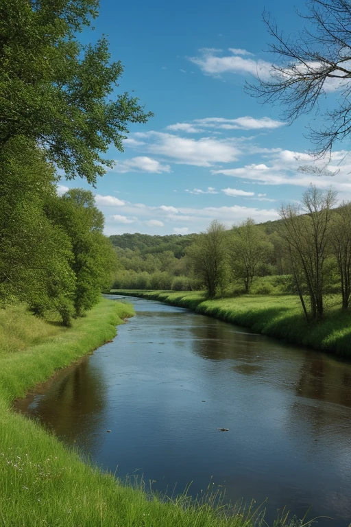 river, grass, scenery