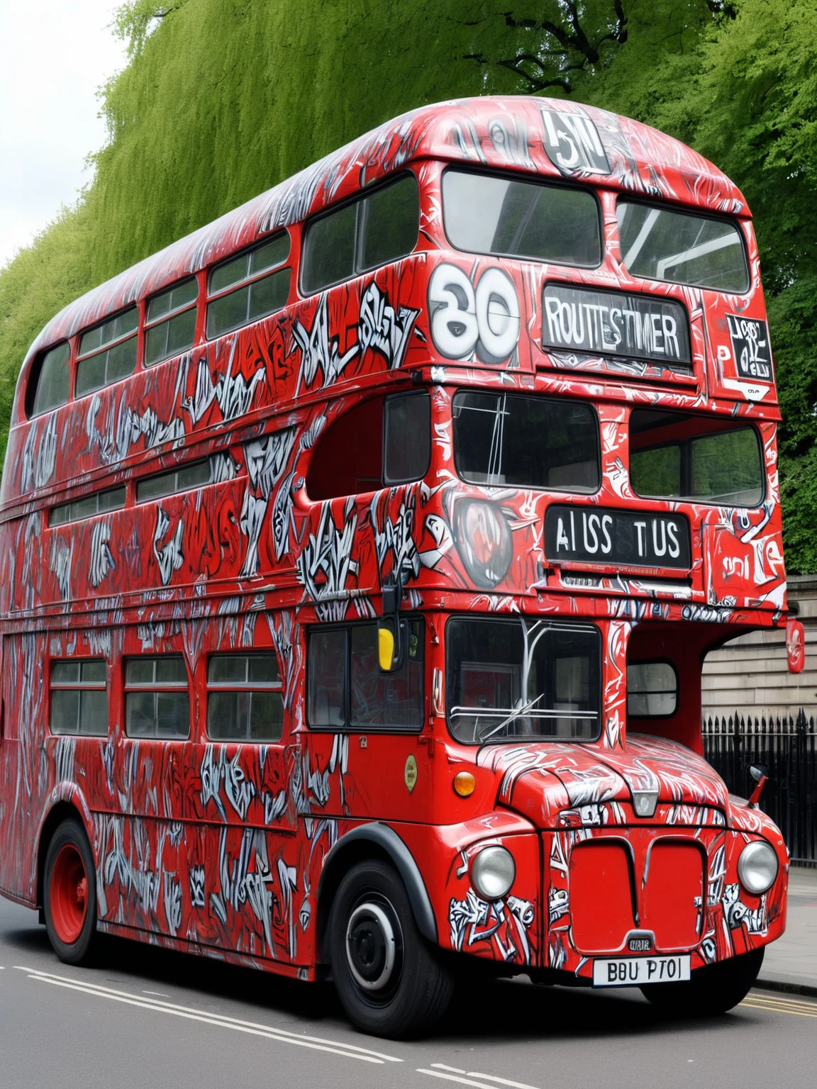 ais-graffiti routemaster bus in London <lora:Graffiti_SDXL:1>