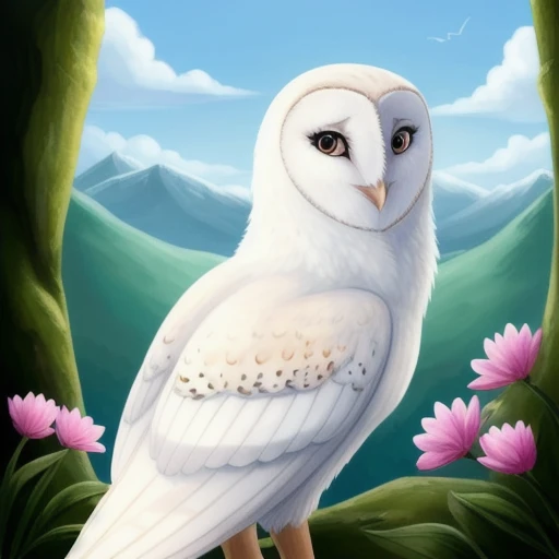 <lora:gahoole:0.5> barn owl, owl, watching at viewer, female, best quality, masterpiece, white feathers