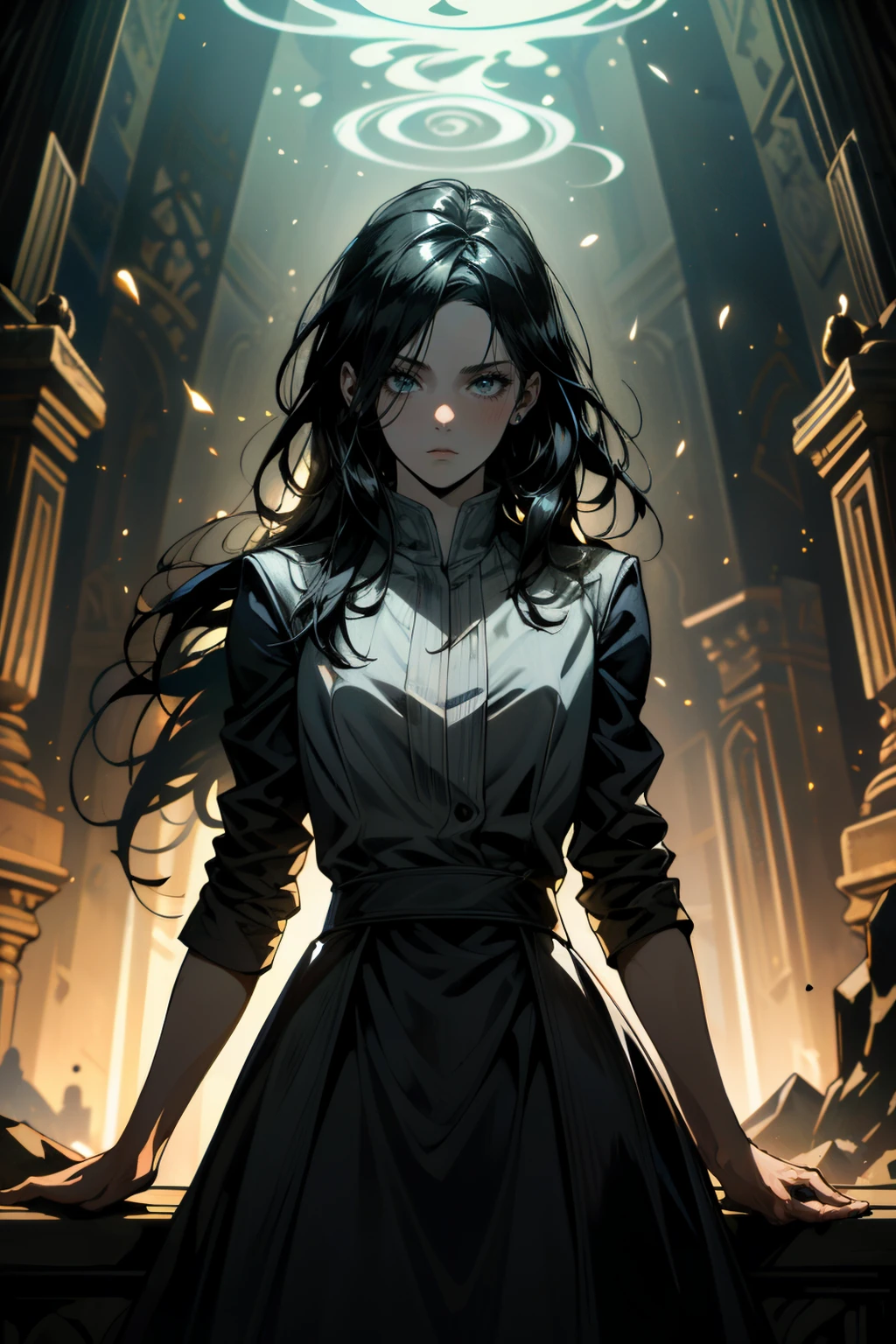 ((ultra detailed, masterpiece, absurdres))
<lora:RE7Eveline:0.9>
RE7Eveline, 1girl, solo, long hair, black hair, Celestial Observatory atop floating islands, dynamic lighting, sitting on an ornate stone throne, arms raised in awe