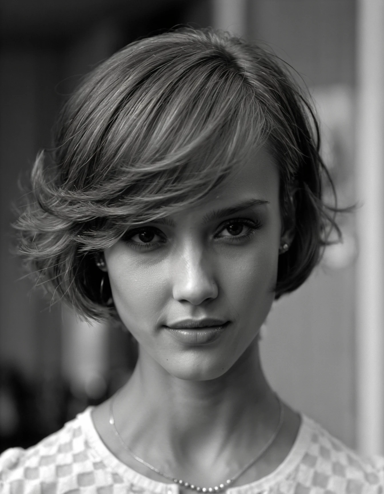 an exquisite portrait photograph, 85mm medium format photo of ((ohwx woman)) with a classic haircut <lora:jessicaalba_dh128_v1_sdxxxl:1>