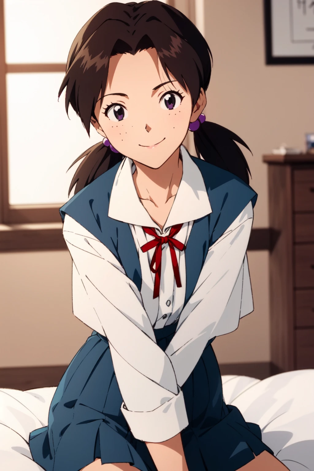 (RAW photo, best quality), 1girl,  natural lighting, solo, light smile,
 <lora:eva_horaki_hikari_v1_2:0.8>, horaki hikari, school uniform, ribbon,