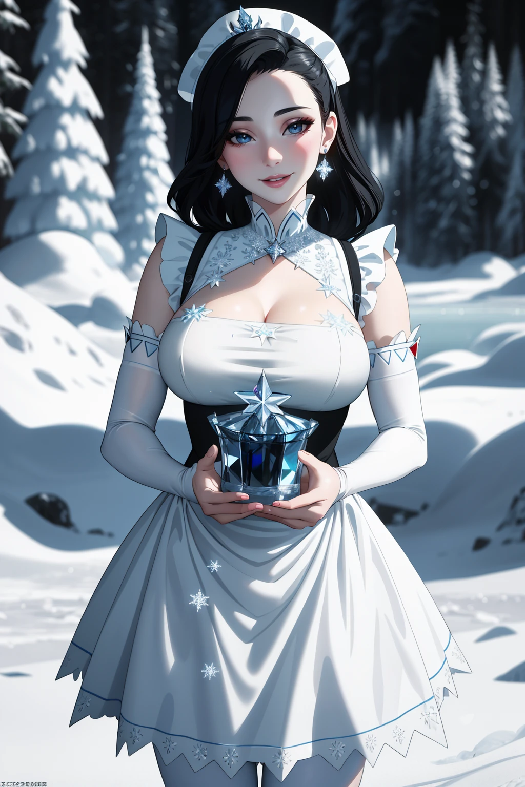 ((Masterpiece, best quality,edgQuality)),smiling,standing,posing for a picture,
edgApron, edgice, woman in a apron,ice,snow flakes ,wearing edgice edgApron
 <lora:edgIceAprons:1>