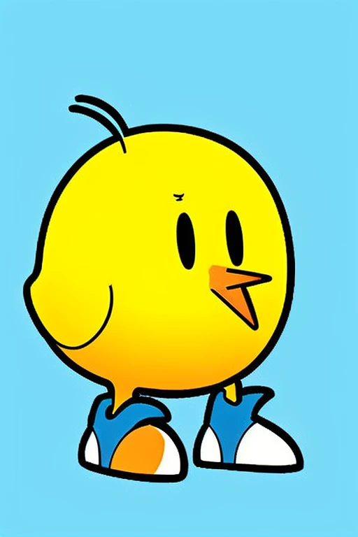 yellow and orange gradient <lora:Tikibirdv2:1> tikibird bird, blue and white shoes, sad expression, plain background