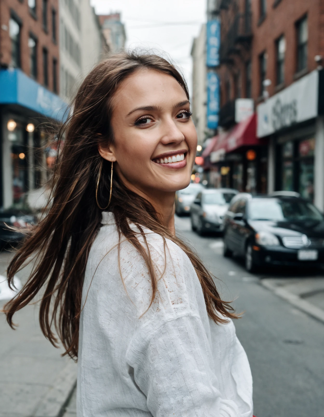 Mid-shot portrait of a beautiful ((ohwx woman)) in her 30s , with long hair, candid street portrait in the style of Martin Schoeller award winning, Sony a7R <lora:jessicaalba_dh128_v1_sdxxxl:1>
