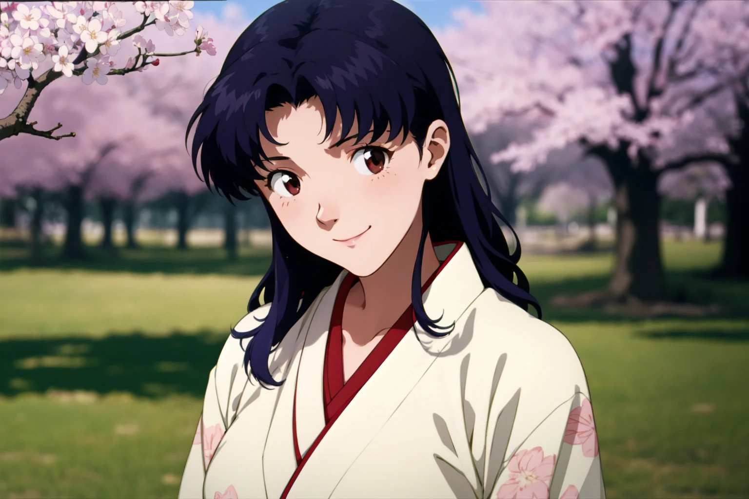 (RAW photo, best quality), 1girl,  natural lighting, solo, light smile, 
katsuragi misato,  <lora:eva_katsuragi_misato_v1_2:1>,
outdoor,
spring, cherry blossom, beautiful kimono, upper body,