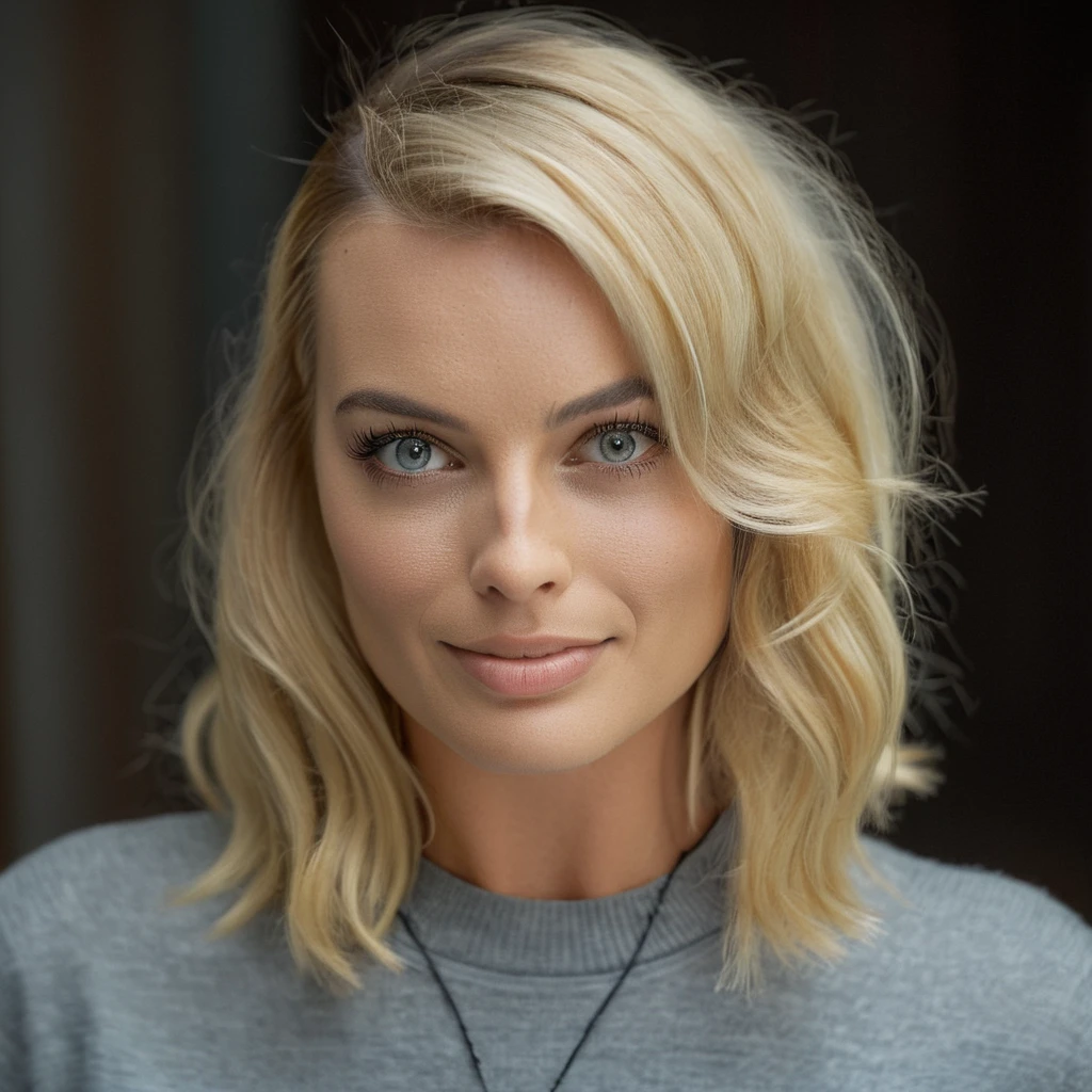 High quality portrait photo of a blonde woman,Canon,f/1.8,85 mm,natural soft light,<lora:marobbie_xl_1_standard_merge_36_61_09_03_06_01:1.0>