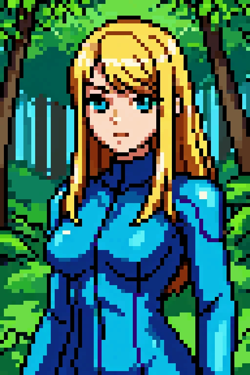 pixelart, 1girl, Zero Suit Samus, upper body, sunny forest,
highly detailed, dark light, 4k