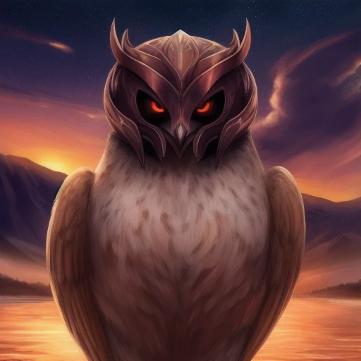 <lora:gahoole:0.5> owl, male, best quality, masterpiece, sunset, evil, helmet:0.3