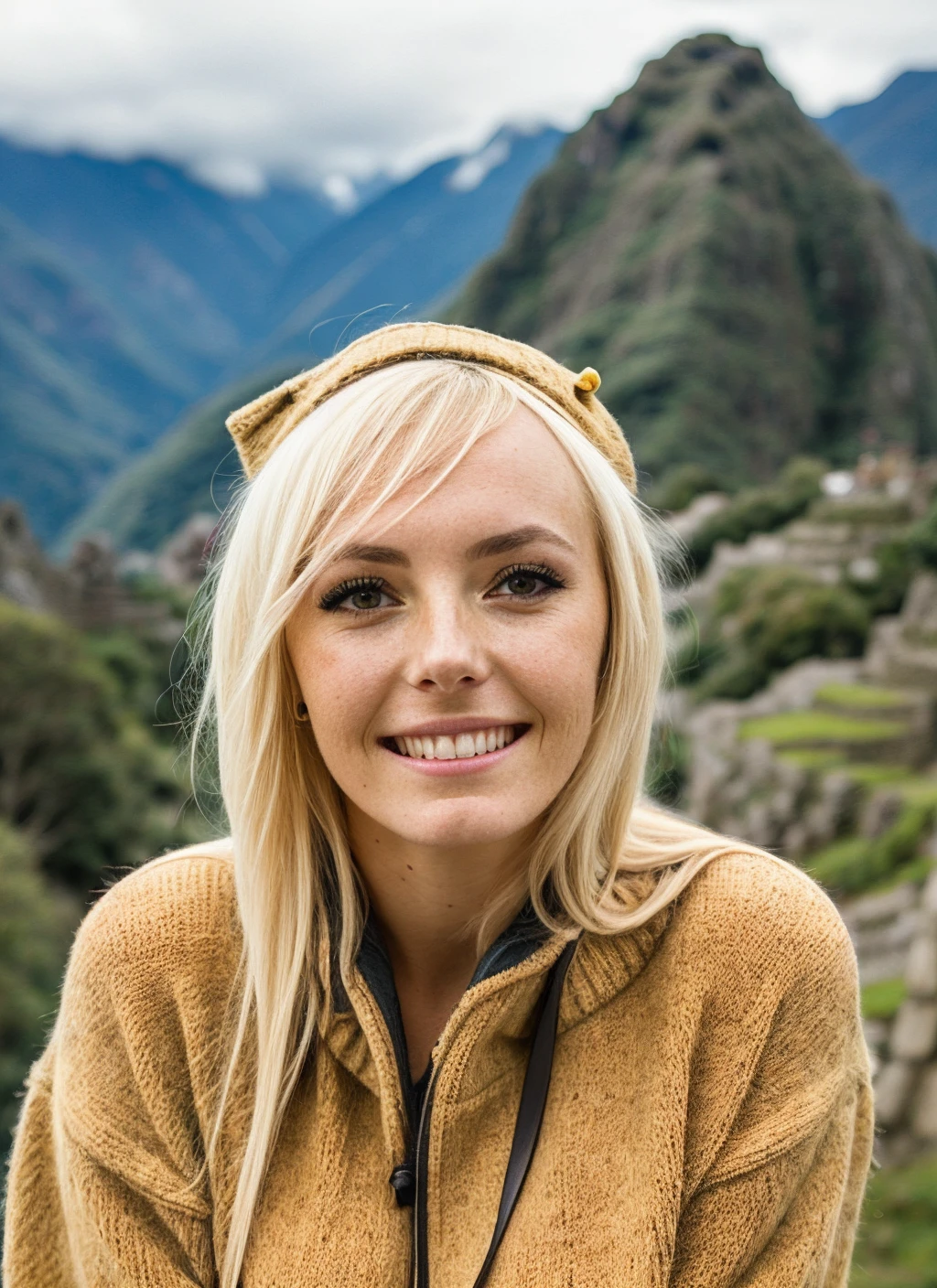 close up portrait of sks woman , wearing a cousy sweater, (fully covered)
in Machu Picchu, with the ancient ruins in the background, by Dominique Issermann,
<lora:add_detail:0.6> <lora:skin_slider_v2_1_FACE:0.25> epiCPhoto, ((metart)) <lora:lora-small-jessica-nigri-v1:1.2>