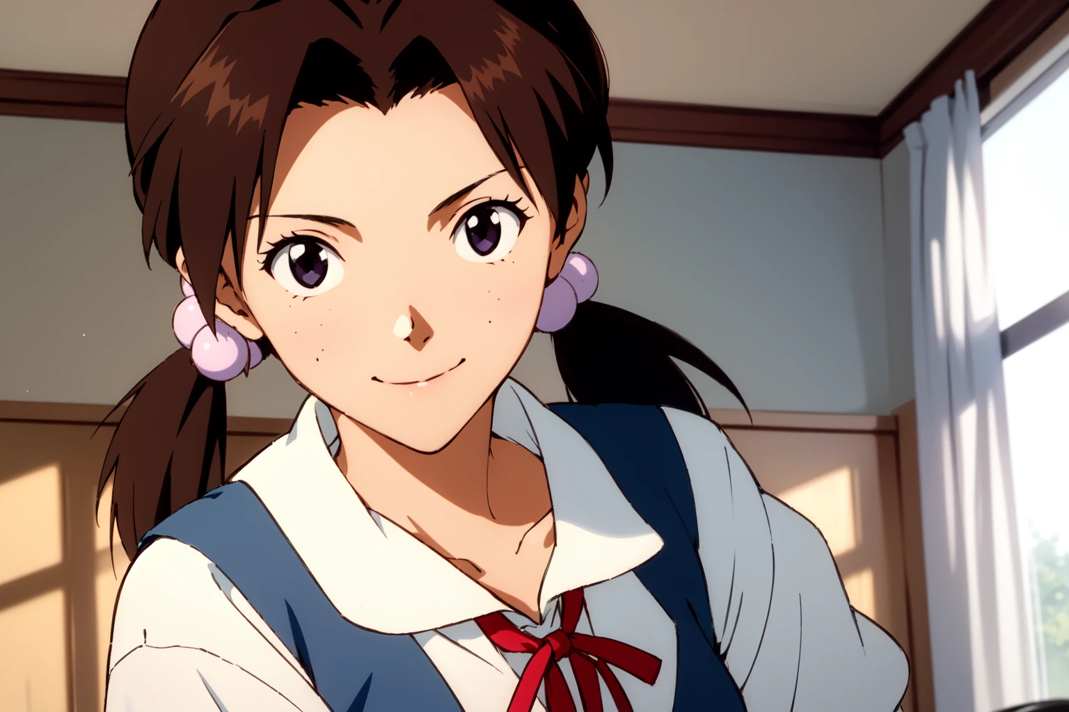 (RAW photo, best quality), 1girl, natural lighting, solo, light smile,
<lora:eva_horaki_hikari_v1_2:0.8>, horaki hikari, school uniform, ribbon,