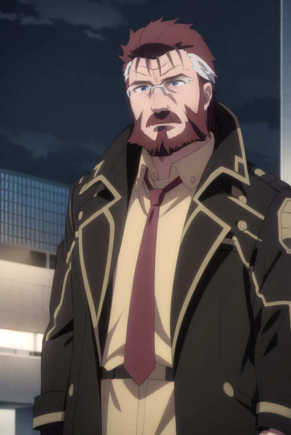 blitztalker, <lora:blitz talker s1-lora-nochekaiser:1>,
blitz talker, brown hair, male focus, red hair, multicolored hair, facial hair, scar, (black eyes:1.5), beard, glasses,
BREAK shirt, gloves, necktie, black gloves, coat, yellow shirt,
BREAK outdoor, city, night, sky, buildings, moon, clouds,
BREAK looking at viewer, (cowboy shot:1.5),
BREAK <lyco:GoodHands-beta2:1>, (masterpiece:1.2), best quality, high resolution, unity 8k wallpaper, (illustration:0.8), (beautiful detailed eyes:1.6), extremely detailed face, perfect lighting, extremely detailed CG, (perfect hands, perfect anatomy),