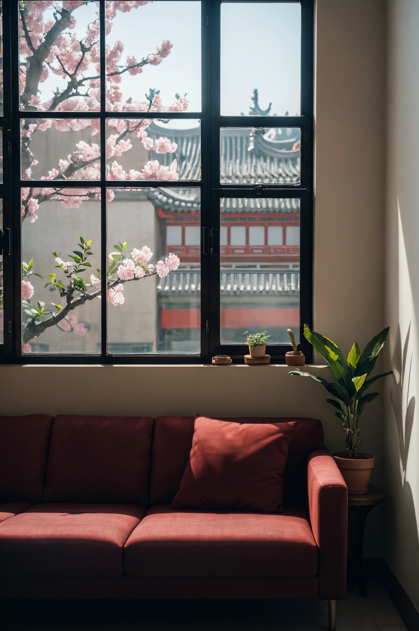 bck,simple backgroud,background image,indoors,sofa,a table,window,sunlight,flash,(Chinese style),plum blossom potted plant,photorealistic,8k,masterpiece,incredibly_absurdres,ultra highres,realistic:1.2,skin texture,realistic texture skin,perfact light,(EOS R8,50mm,F1.2,8K,RAW photo:1.2)bck,
