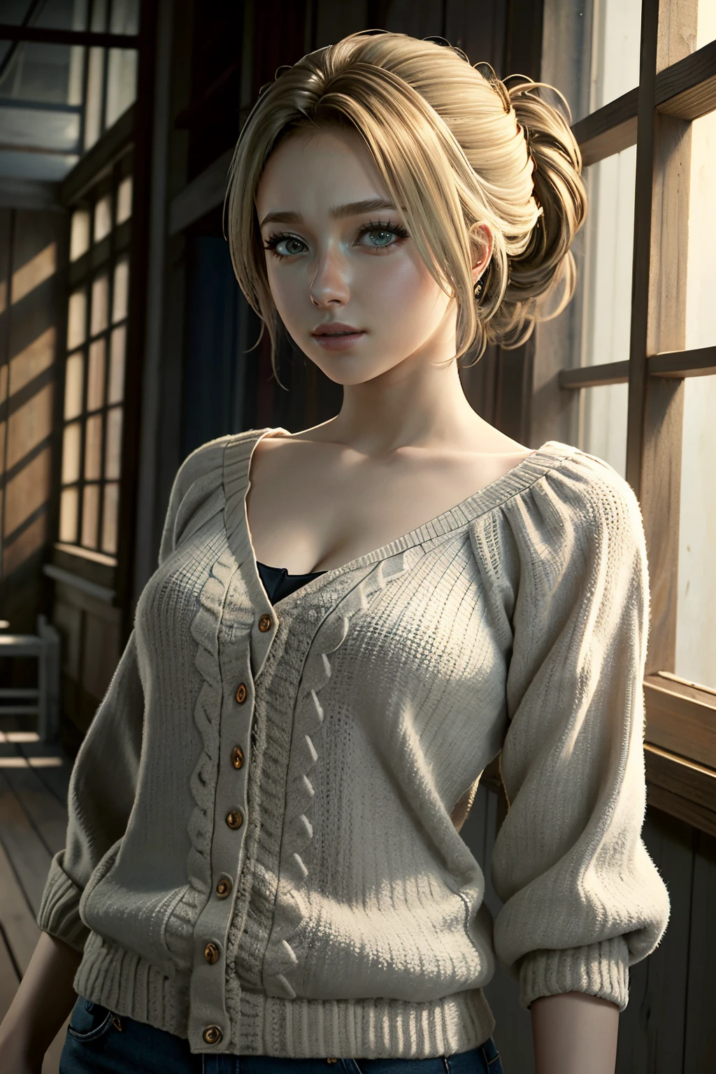 ((ultra detailed, masterpiece, absurdres))
<lora:UDSam:0.9>
UDSam, 1girl, solo, blonde hair, hair updo, cowboy shot