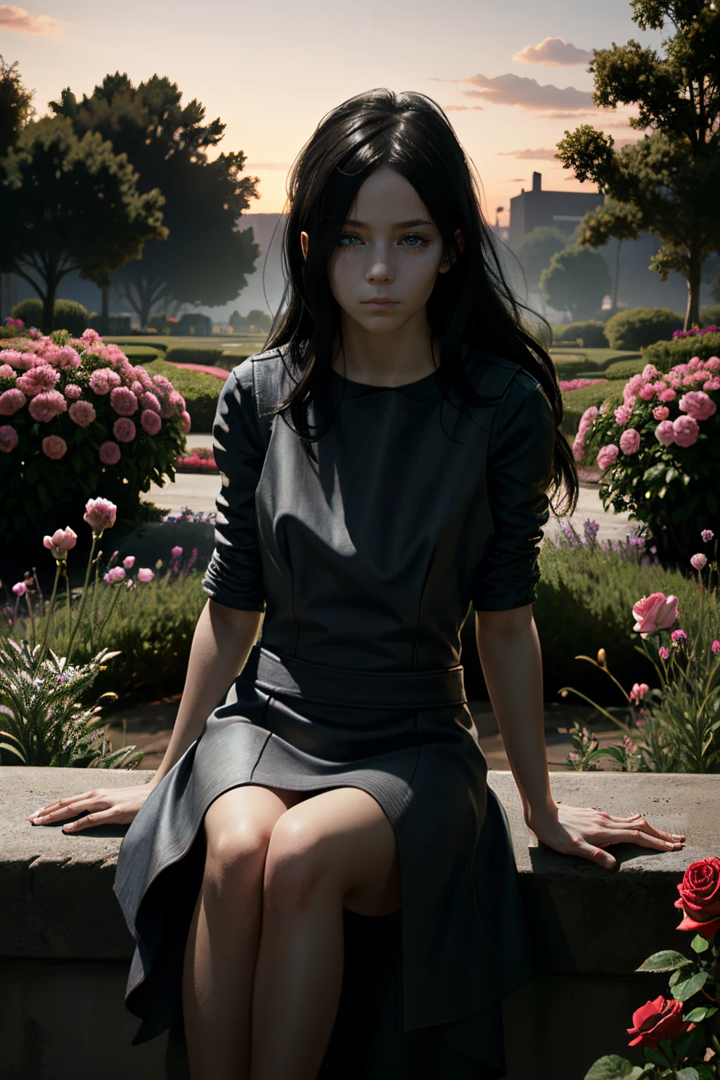 ((ultra detailed, masterpiece, absurdres))
<lora:RE7Eveline:0.9>
RE7Eveline, 1girl, solo, long hair, black hair, Moonlit castle courtyard with dynamic lighting, highlighting detailed stonework, statues, and lush vegetation