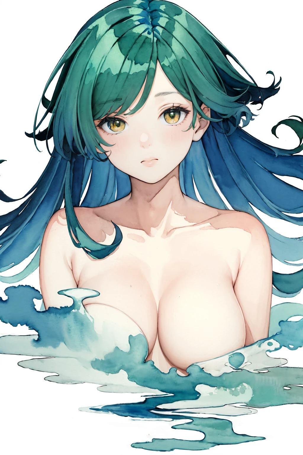 (masterpiece:1.1, highres:1.4) , 1 girl, watercolor style, (soft blending:1.2) , fluid colors, dreamy washes, delicate textures, organic shapes, atmospheric depth, bubble, limited color,<lora:SilvermoonMix02_V73:1>