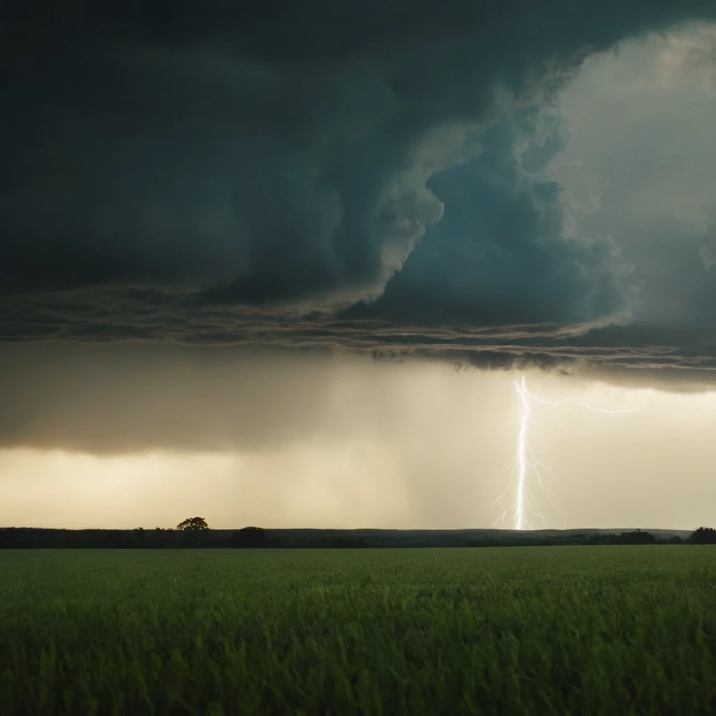 cinematic film still of  <lora:Kodak Motion Picture Film Style v4:1>
landscape wide shot An Oscar winning movie for Best hdr high contrast saturated Cinematography a wide view of a large field with a storm coming in and crepuscular light beam on Kodak Motion Picture Film Style, shallow depth of field, vignette, highly detailed, high budget, bokeh, cinemascope, moody, epic, gorgeous, film grain, grainy