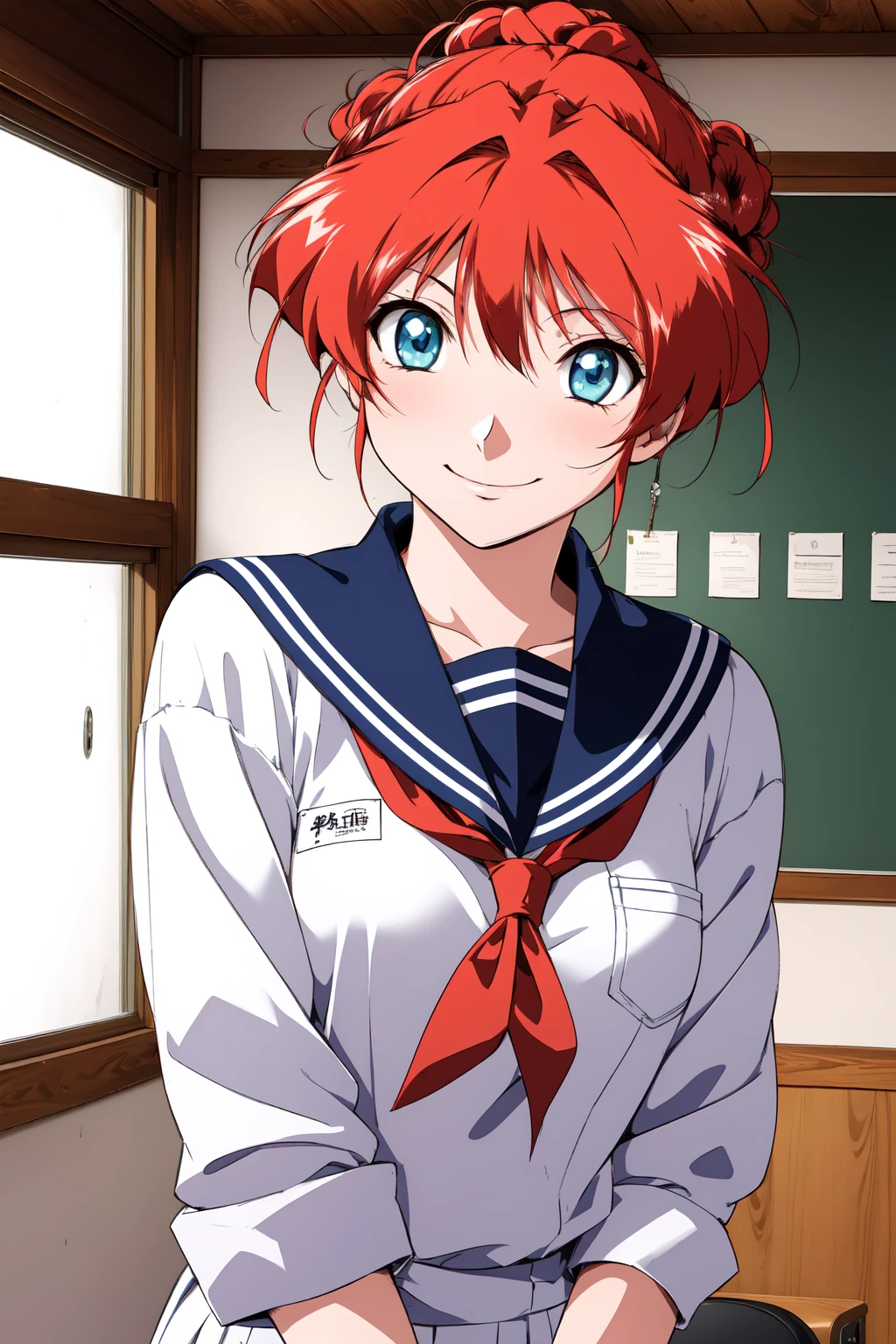 (RAW photo, best quality), 1girl,  natural lighting, smile,
  <lora:innai_kansen_sonoda_itsumi_v2_2-000003:1>, soneda itsumi, sailor shirt, school uniform,