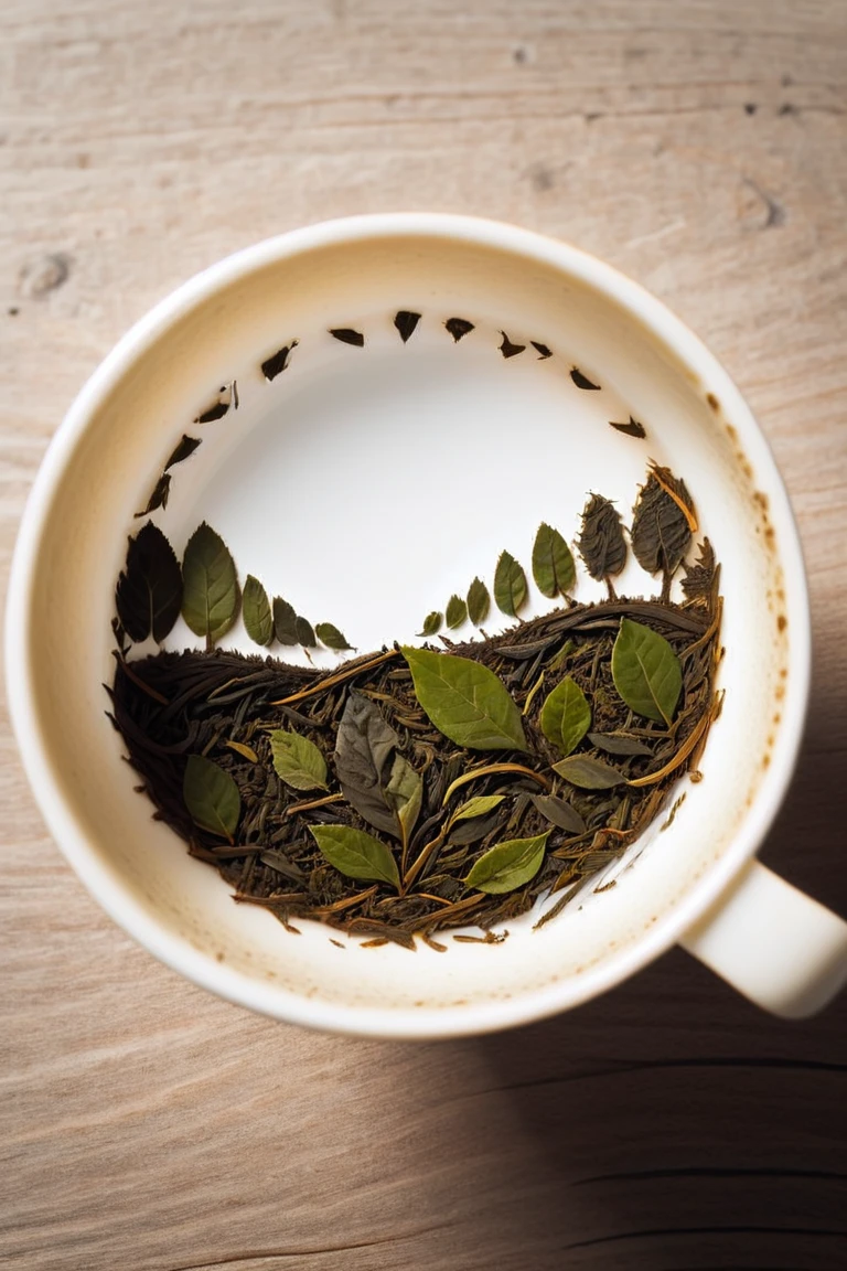 tea leaves forming the shape of an italian landscape, village in the background the bottom of an empty tea cup <lora:Tea_Leaf_Reading_Style:1.6>