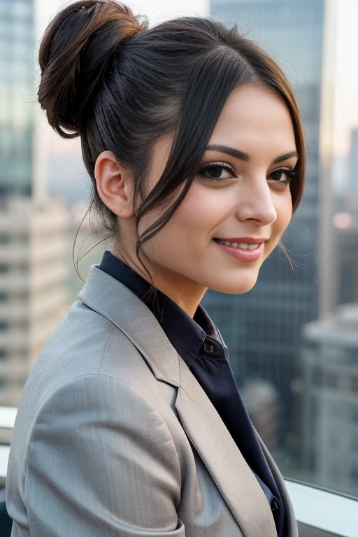 SolM1rTTXV1D,
a beautiful smiling woman posing for masterpiece photo in formal suit (skyline ambience:1.2), (dawn:1.2), (high updo hairstyle)
(professional photo shooting), (high buget photo), (extremely detailed face), (flawless skin), (model pose), (make-up),
(natural light), (high quality photography), (promottional image), (intricate details), (8k), (HDR), (sharp focus), (medium view)