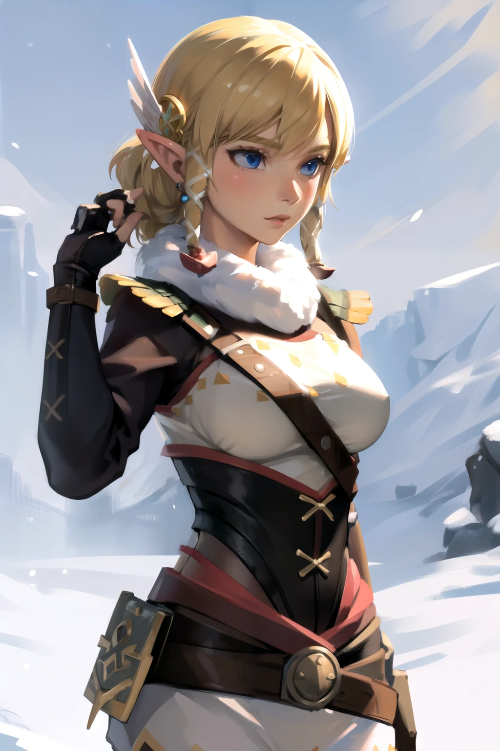 (masterpiece), (best quality),
detailed face,  1girl, solo,
snowlink, blonde hair, boobs, hair ornament, jewelry <lora:LinkSnow:0.6>