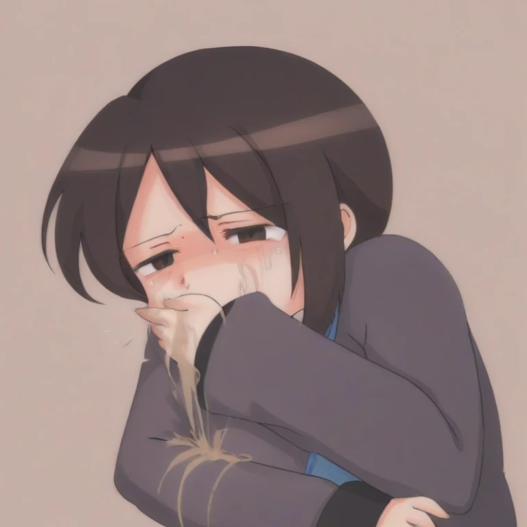 (vomit chan:1.3), anime drawing of woman , (puking:1.2) through her hand covering her mouth, messy, barf,<lora:vomitChan_v1_SDXL:1.5>