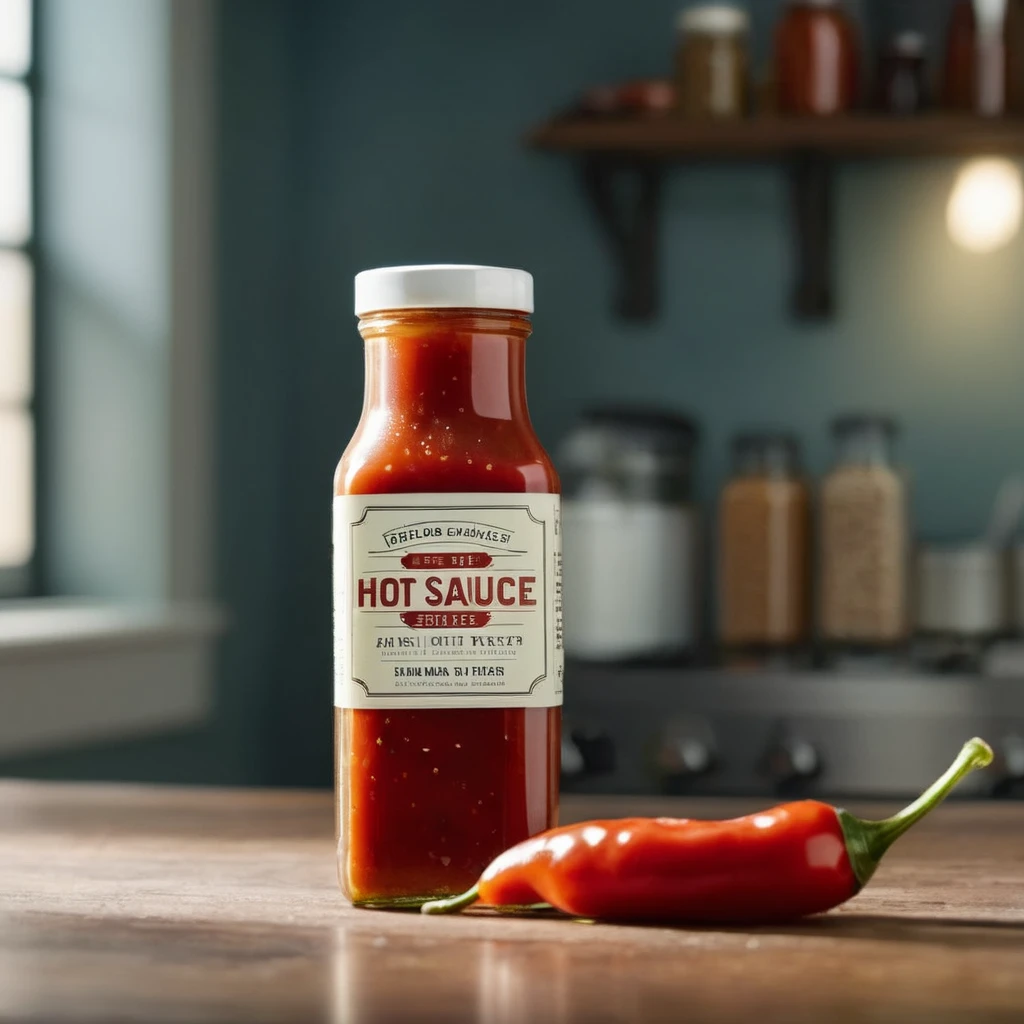 Plastic bottle for hot sauce, (((no label)))