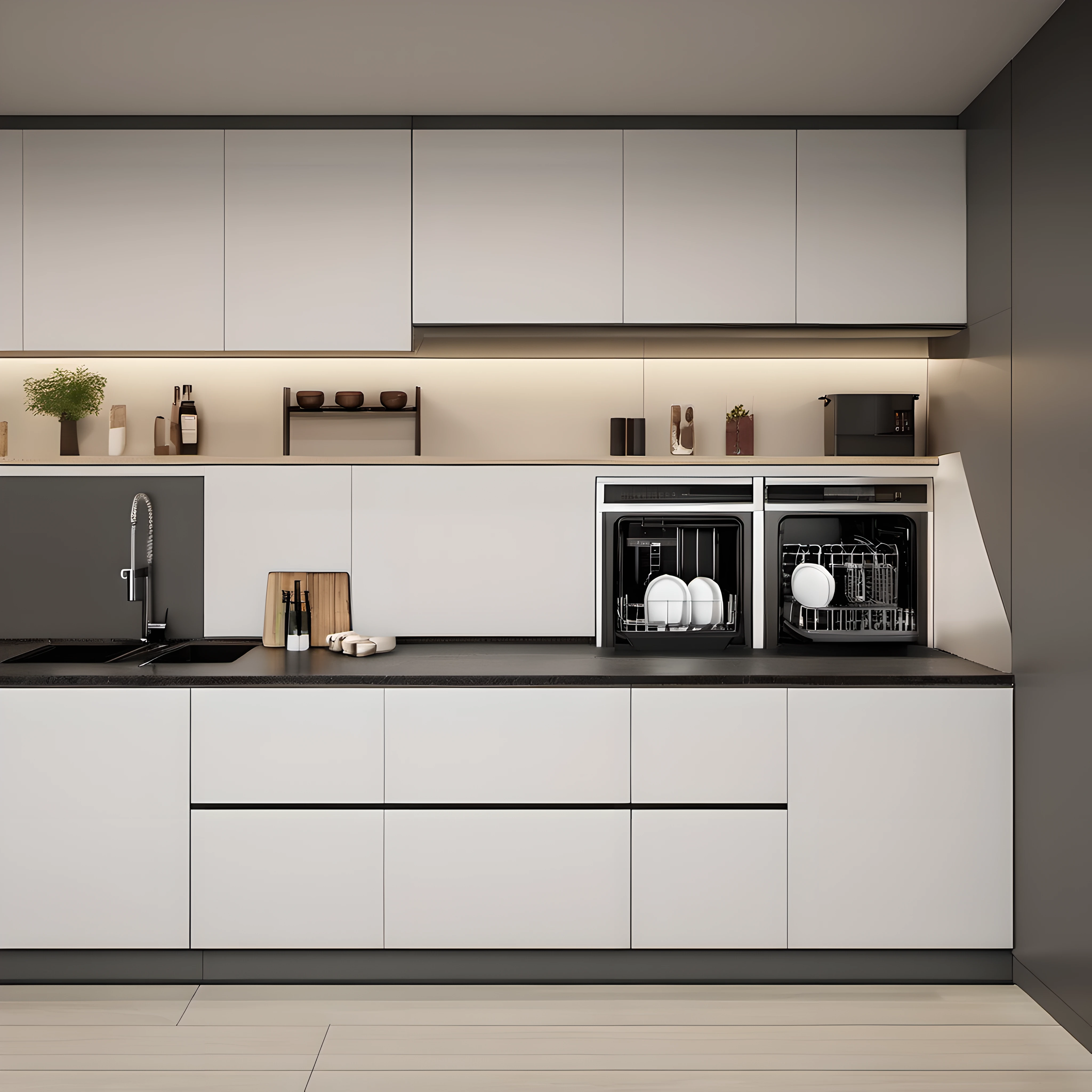 interior design,kitchen,cabinet,simple styling,minimalist style,dishwasher,<lora:shinei-000008:0.6>,