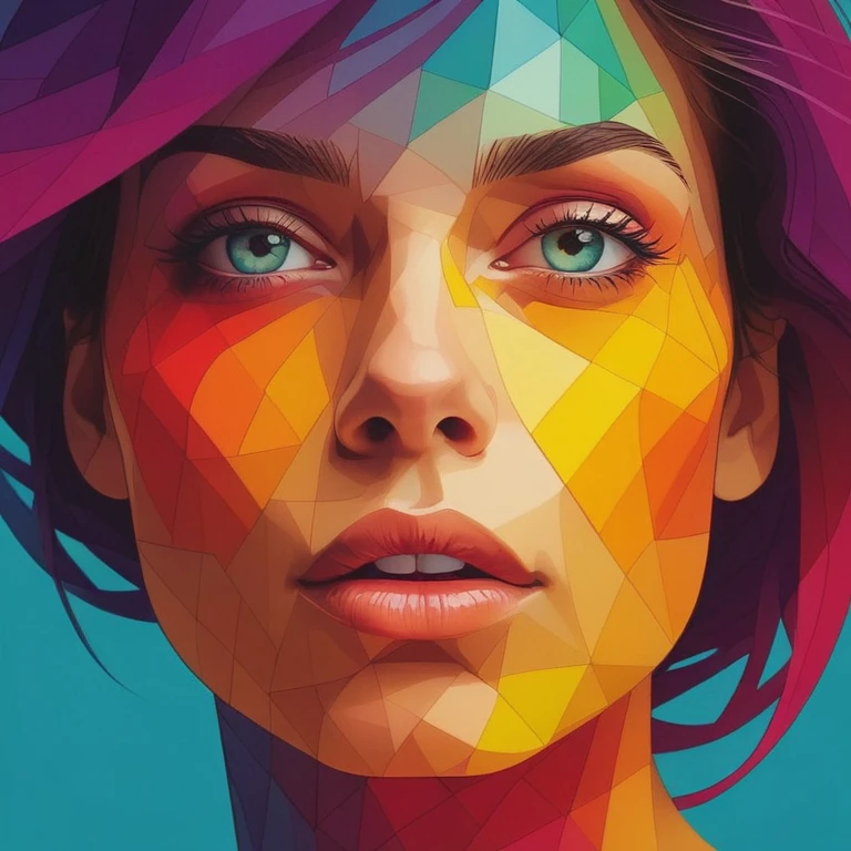 closeup portrait of a woman with colorful gradients, vector art, minimalism,  by activision
<lora:Activision_Atari_Art_Style_XL-000009:1>