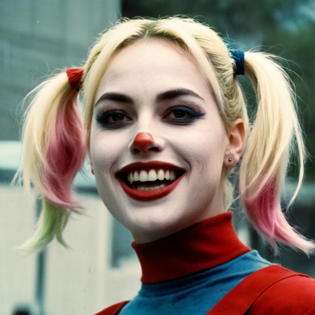 Comic book Harley Quinn sticking her (long pink tongue) out, masterpiece, <lora:concept_tongue_out_xl_1_standard_merger_57_80_04_06:0.6>
