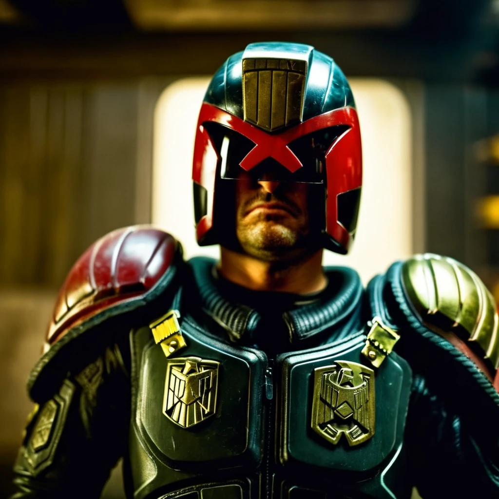 cinematic film still of  <lora:Judge Dredd:1>
Judge Dredd a cartoon character with a gun and a helmet, shallow depth of field, vignette, highly detailed, high budget, bokeh, cinemascope, moody, epic, gorgeous, film grain, grainy