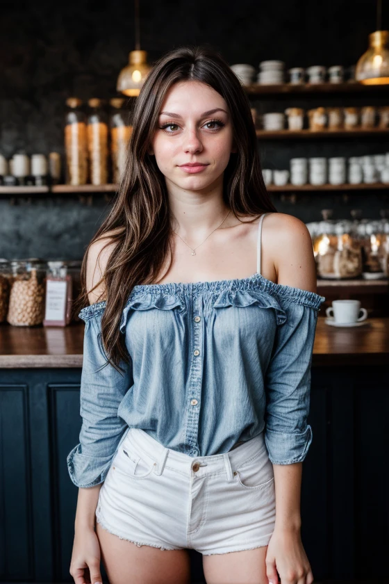 photo of beautiful izzyxx-150, simple top, jeans, in a cafe, bokeh, blurry background <lora:LowRA:0.3> <lora:add_detail:1>
