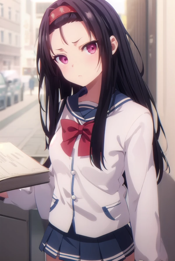 asakamayama, <lora:asaka mayama s1-lora-nochekaiser:1>,
asaka mayama, long hair, black hair, (red eyes:1.3), hairband, (forehead:1.5),
BREAK skirt, long sleeves, school uniform, pleated skirt, serafuku,
BREAK indoors, classroom,
BREAK looking at viewer, (cowboy shot:1.5),
BREAK <lyco:GoodHands-beta2:1>, (masterpiece:1.2), best quality, high resolution, unity 8k wallpaper, (illustration:0.8), (beautiful detailed eyes:1.6), extremely detailed face, perfect lighting, extremely detailed CG, (perfect hands, perfect anatomy),