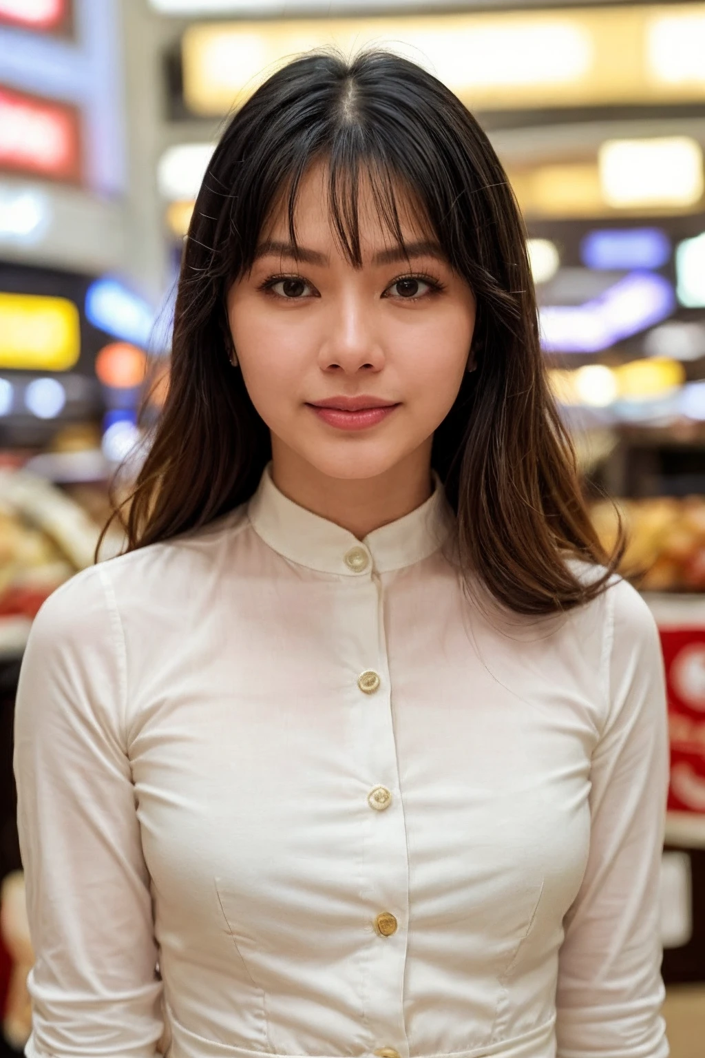 analog film photo solo, realistic, ((indonesian woman)), (((black hair, The Mixie Hairstyle))), (((sad,frown))), (((White long sleeves button-up shirt, high-waisted pants, and loafers))), ((Frame the elegance of Busan's Shinsegae Centum City, one of the largest department stores in the world, with its luxury brands, modern architecture, and the ultimate shopping experience.)), ((dynamic pose)), <lora:PAseer-SD15-LCM Quick:1> <lora:ReaLora:.2> skin <lora:KStyle_-_Photography_Style:1> kstyle <lora:PHA_-_Robb_Guinto:1> robbguinto . faded film, desaturated, 35mm photo, grainy, vignette, vintage, Kodachrome, Lomography, stained, highly detailed, found footage