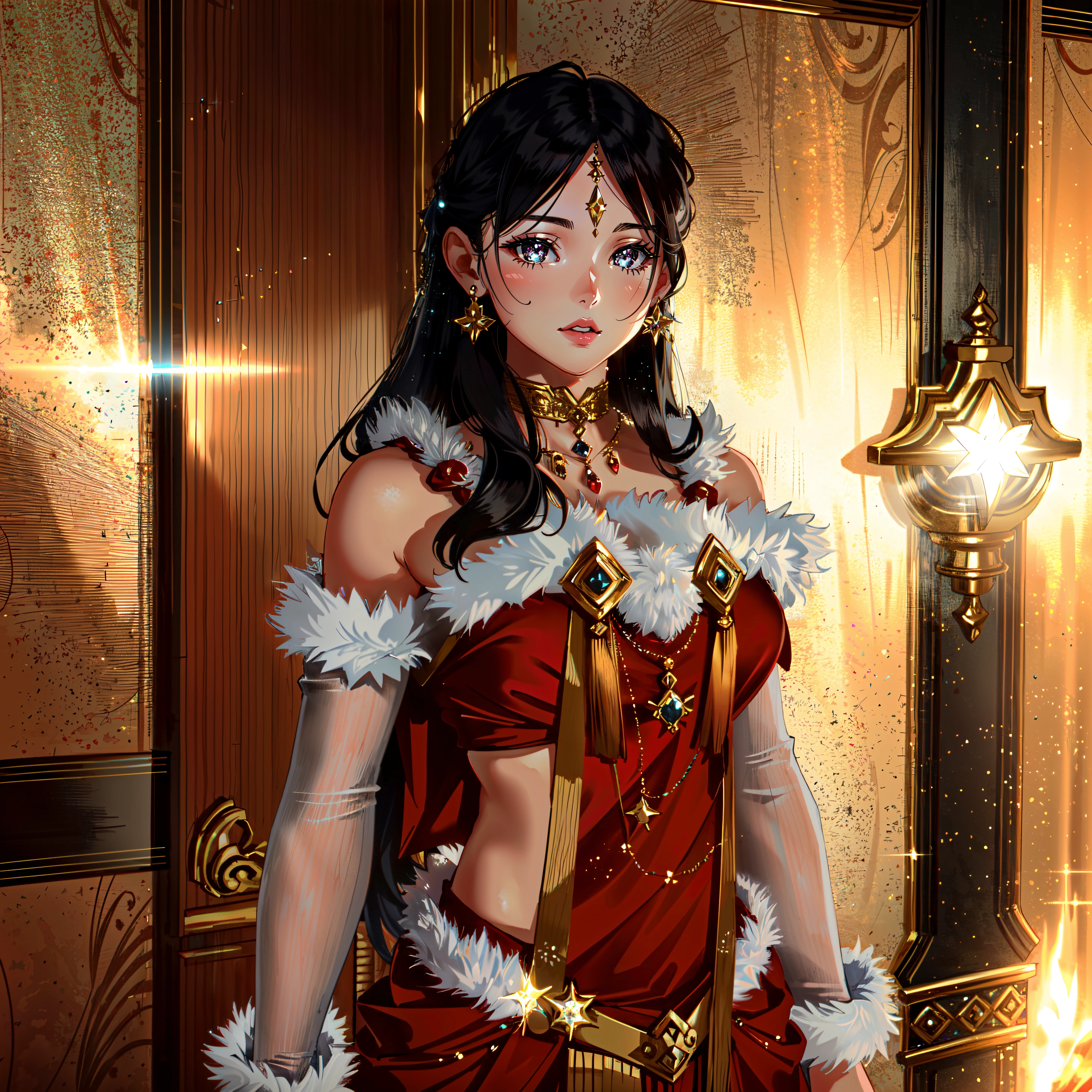(3d, realistic, 1girl, solo, standing, bloom, glow, bokeh, sparkle, magic, jewelry, ornaments, fantasy, best quality, masterpiece, highres, extremely detailed CG, extremely detailed 8K wallpaper, extremely detailed character, solo, sharp focus, dramatic angle, cinematic lighting, (extremely delicate and beautiful:1.2):1.1)
